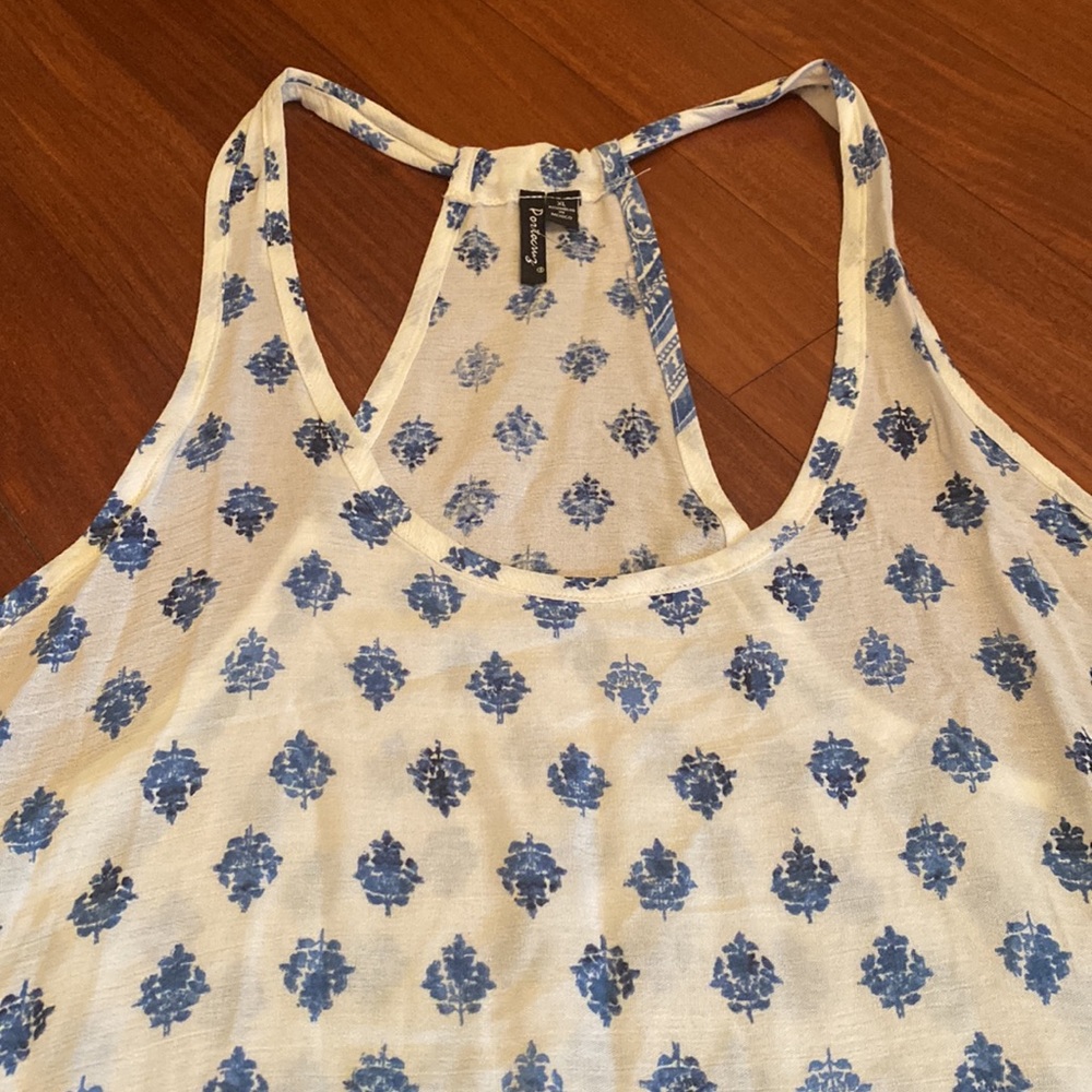 Women's Blue Floral Racerback Swim Coverup